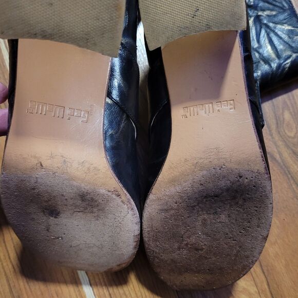 Gee WaWa Anthropologie Distressed Black & Gold Lava Ankle Boots Boho Steampunk - Picture 8 of 11